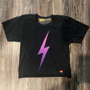 Aviator Nation Bolt Boyfriend Tee, Women’s XS, charcoal gray